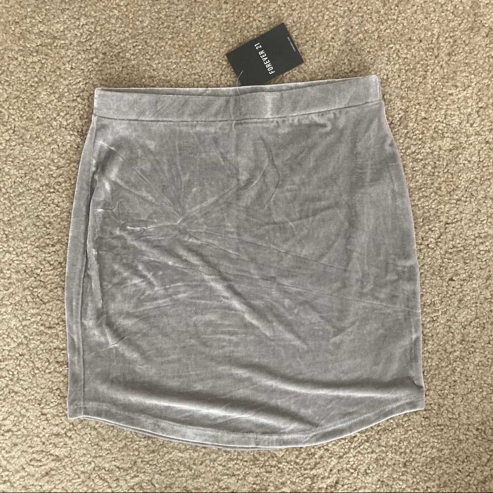 Light grey silver Forever 21 soft velvet skirt